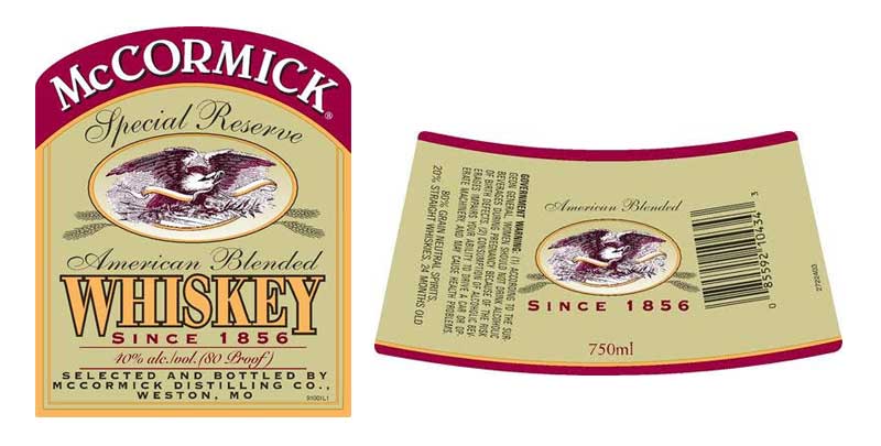 Mccormick America blended whiskey label